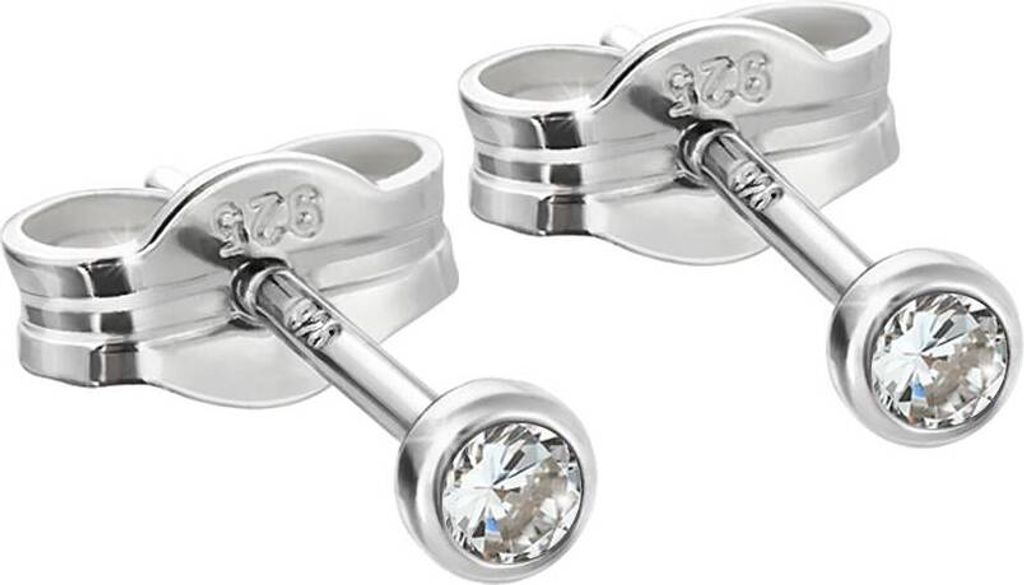 Paar Ohrstecker Silber 925er 2,5mm Cubic Zirkonia Damen Produktbild 