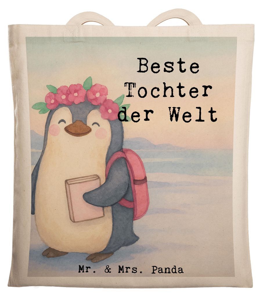 Mr. & Mrs. Panda Jutebeutel Pinguin Beste Tochter der Welt Design - Weiß - Geschenk, Tasche, Geschenkidee, Geburt, Kinder, Tote Bag, Baumwolltasch...