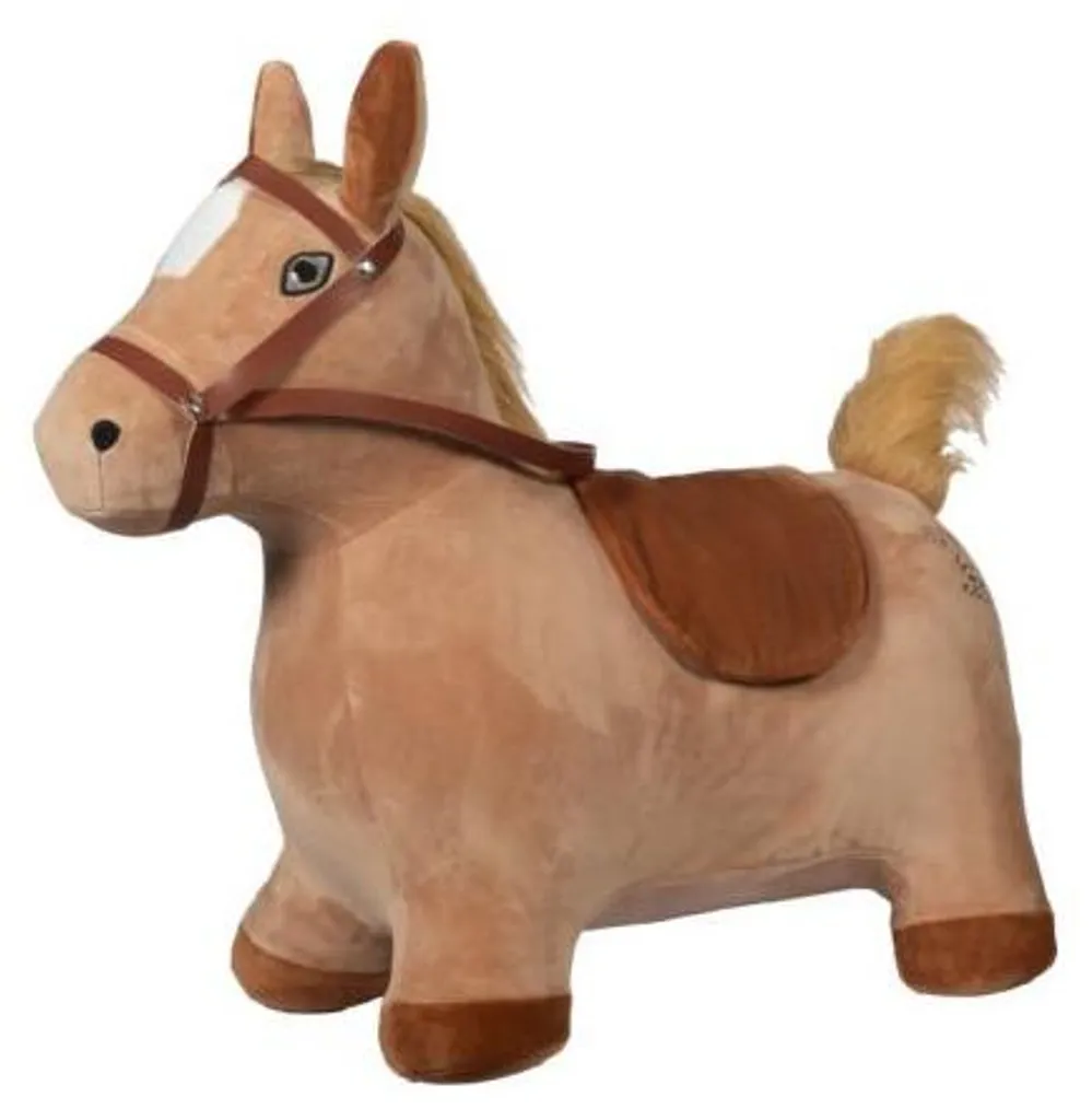 Cheval à bascule HKM marron clair ultra doux avec sons réalistes de galop