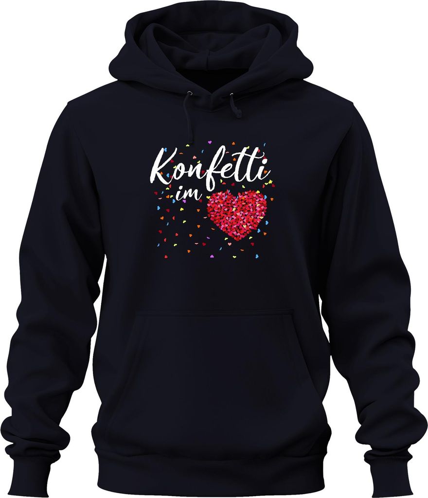 Konfetti im Herzen Karneval Liebe Geschenk närrische Tage bunt Uni Hoodie Kapuzenpullover, Navy, XL