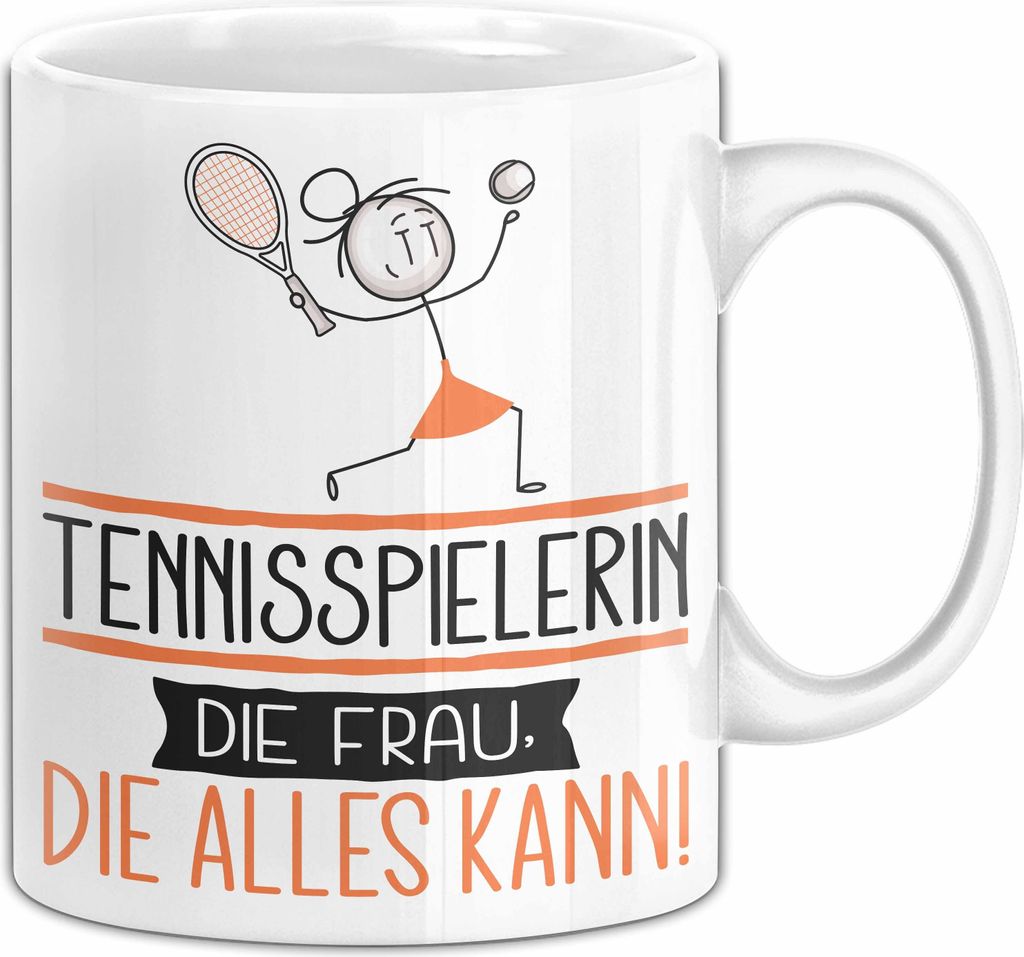 Tennisspielerin Geschenk Tasse Becher Die Frau Die Allen Kann Geschenkidee für eine Tennisspielerin Lustig (Weiß)