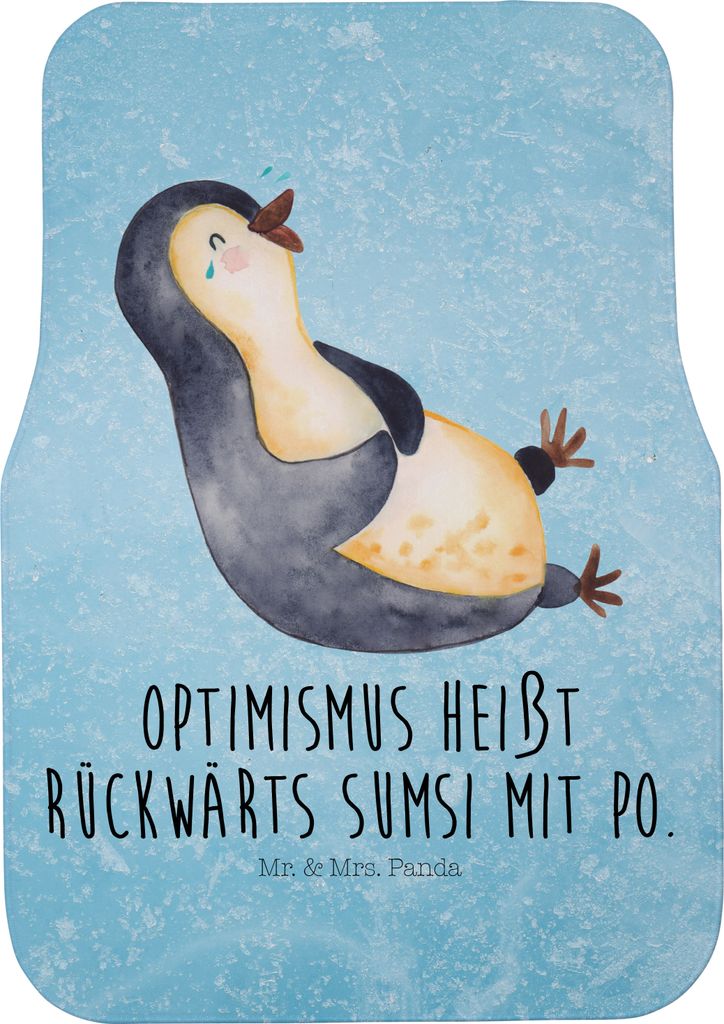 Mr. & Mrs. Panda Auto Teppich Pinguin Lachen - Eisblau - Geschenk, Fußmatte Fürs, Lol, Optimismus, Haha, Pinguine, Auto-Fußmatte, Humor, Automat...