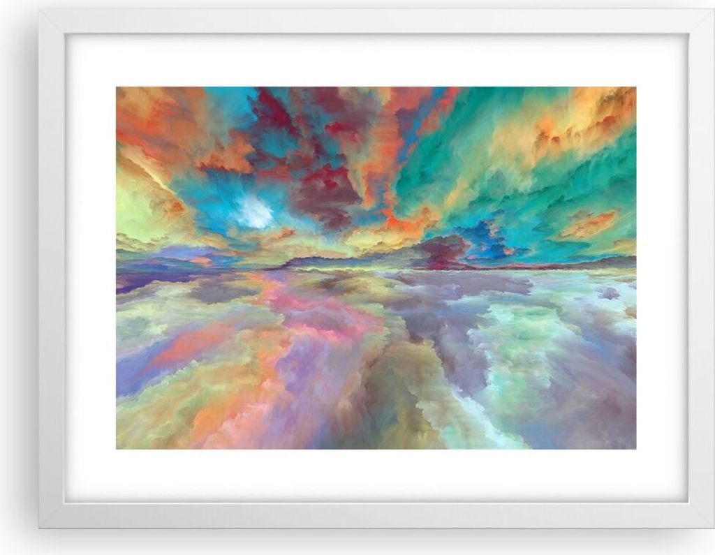 Gerahmtes Poster - Weißer Rahmen - Abstraktion modern - 40x30 cm - Wand Bild - Wanddeko - Wandbilder - Kunstposter - Wandposter - Bilderrahmen - B...