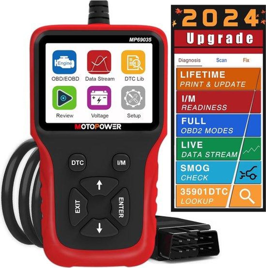OBD2 Scanner - Universele auto foutcode Reader - CAN diagnostisch scangereedschap voor alle OBD II protocol auto's - Roter