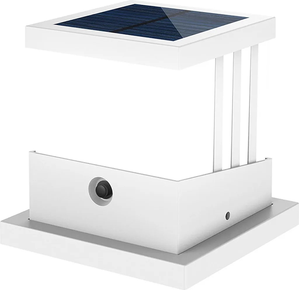 Lampe solaire LED pour clôture et terrasse en blanc avec 3 modes d'éclat