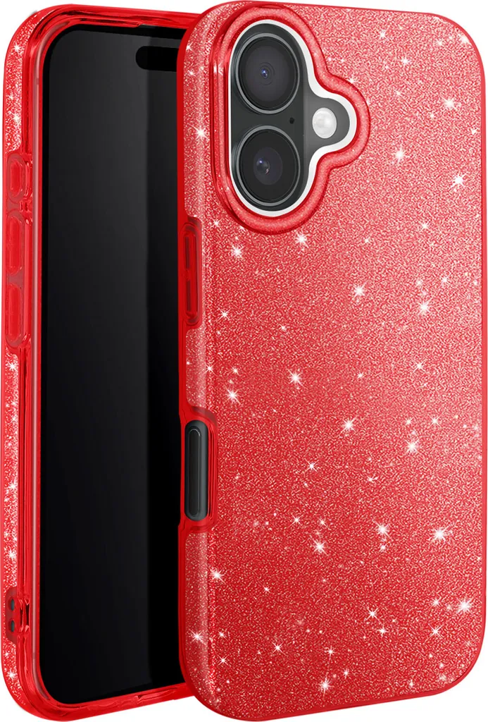 Custodia Avizar Glitter Rossa per iPhone 16 Plus | Ultra-Slim Antiurto