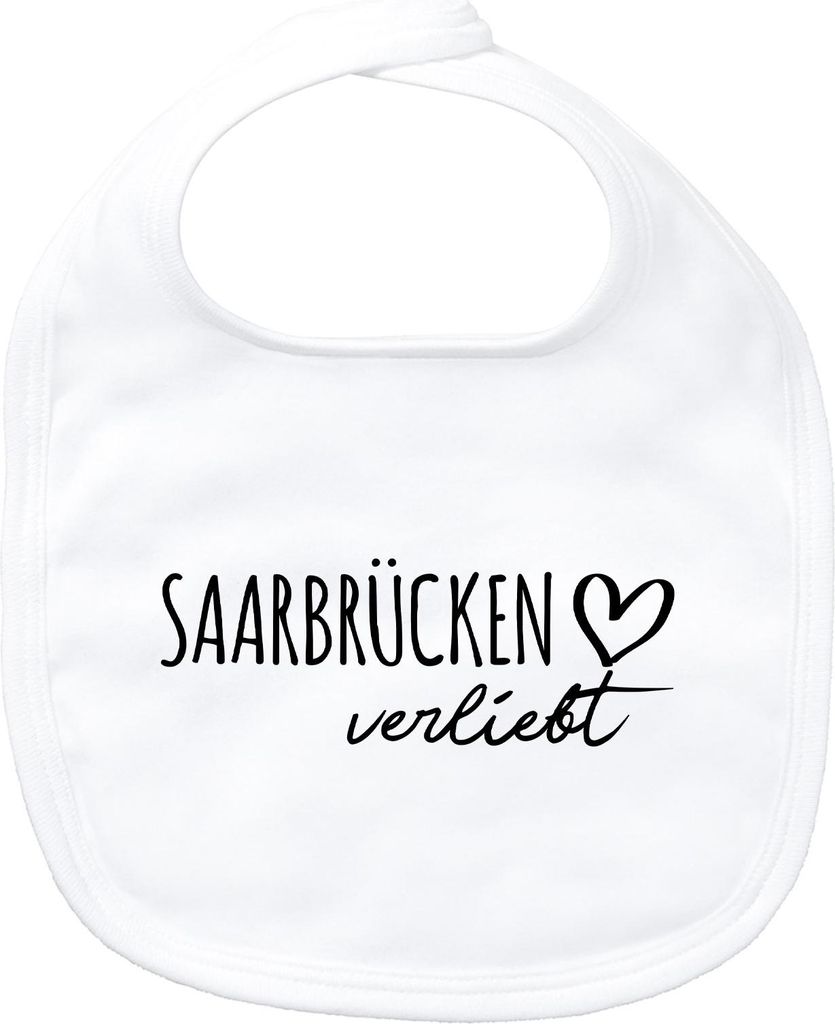Huuraa Baby Lätzchen Saarbrücken verliebt White Klettverschluss Baumwolle Latz Geschenkidee
