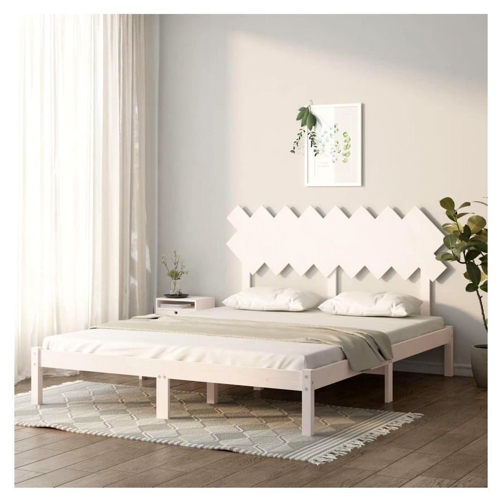 Bettgestell ohne Matratze, Weiß, 160x200 cm, Massivholz