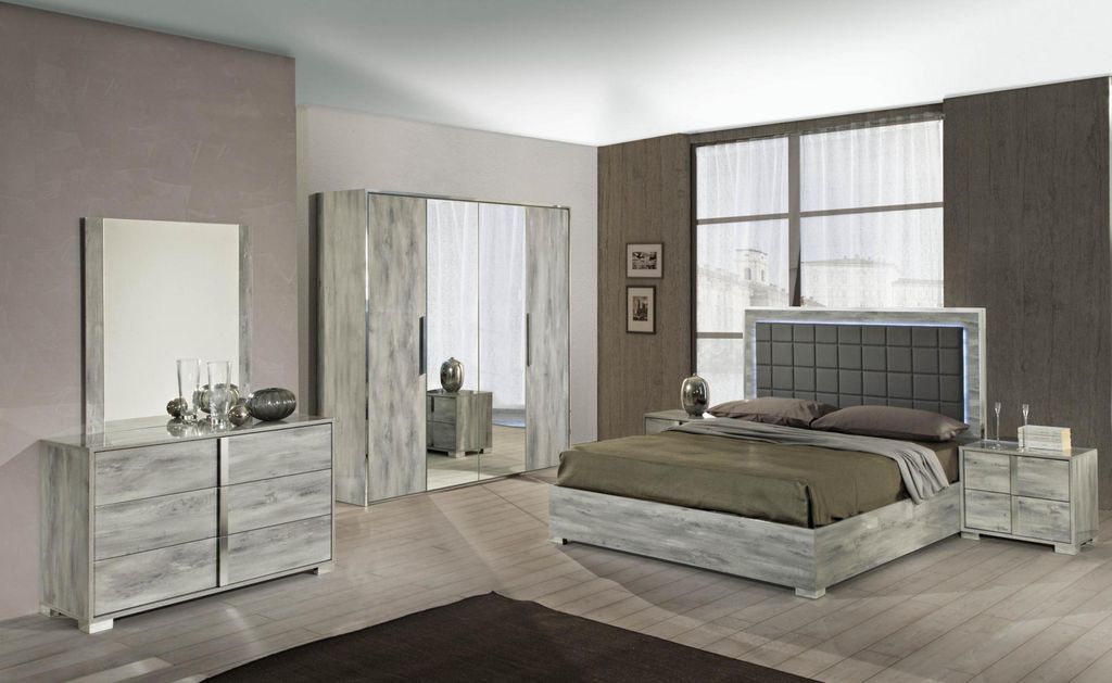 Set Kommode Spiegel Designer Side Low Board Schrank Wohn Kommoden Holz Grau