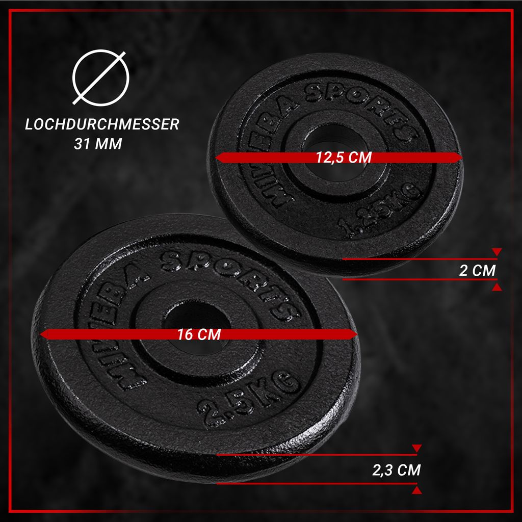 Miweba Sports Profi Hantel-Set MKH110, 10 kg, 2 x 2.5 kg & Produktbild 9
