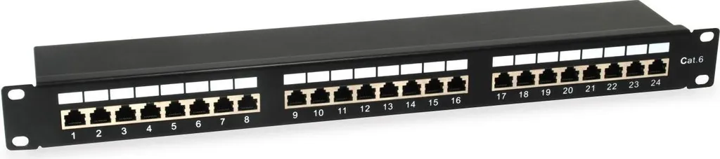 Panneau de Brassage Cat6 RJ45 Gigabit Equip 326425 Rackable 1U Noir