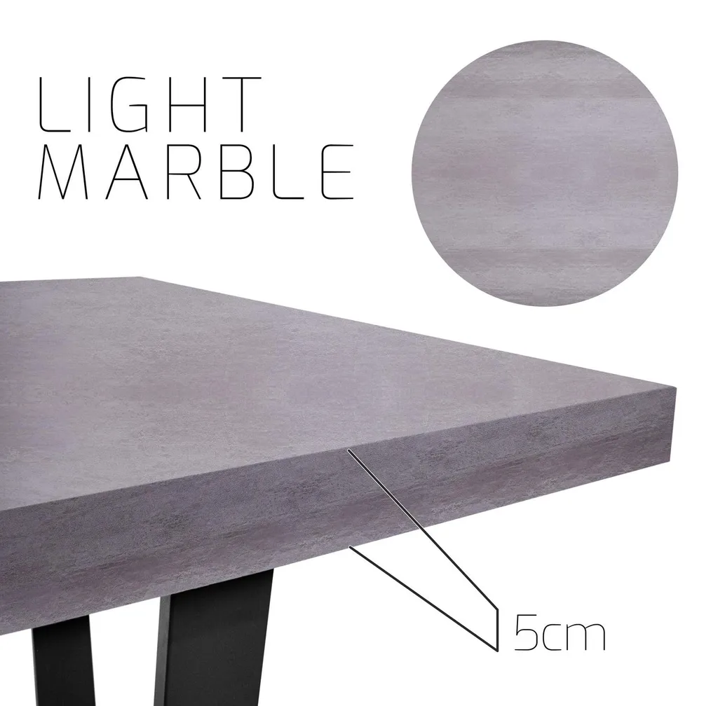 Afrodite Plan de table à manger 220x100x5 cm - Ciment - Plateau Industriel