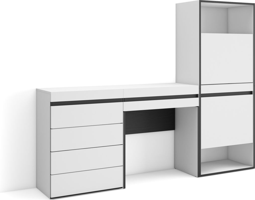 Schuhregal, Schuhschrank, 187x35x145 cm, Für Schlafzimmer, Zimmer, Kommode mit Schubladen, Schminktisch, Weiß