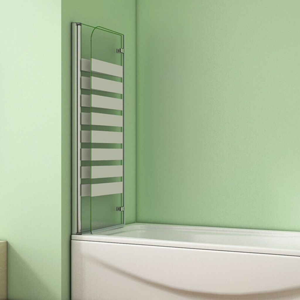 BxH:120x140cm Badewannenaufsatz Badewannenfaltwand 6mm ESG Glas Duschwand L
