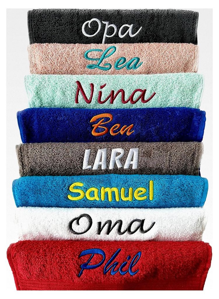 Handtuch mit individueller Bestickung | Personalisierter Wunschtext & Motiv | 2 Zeilen inklusive | 100% Baumwolle | Saunatuch, Badetuch, Duschtuch,...