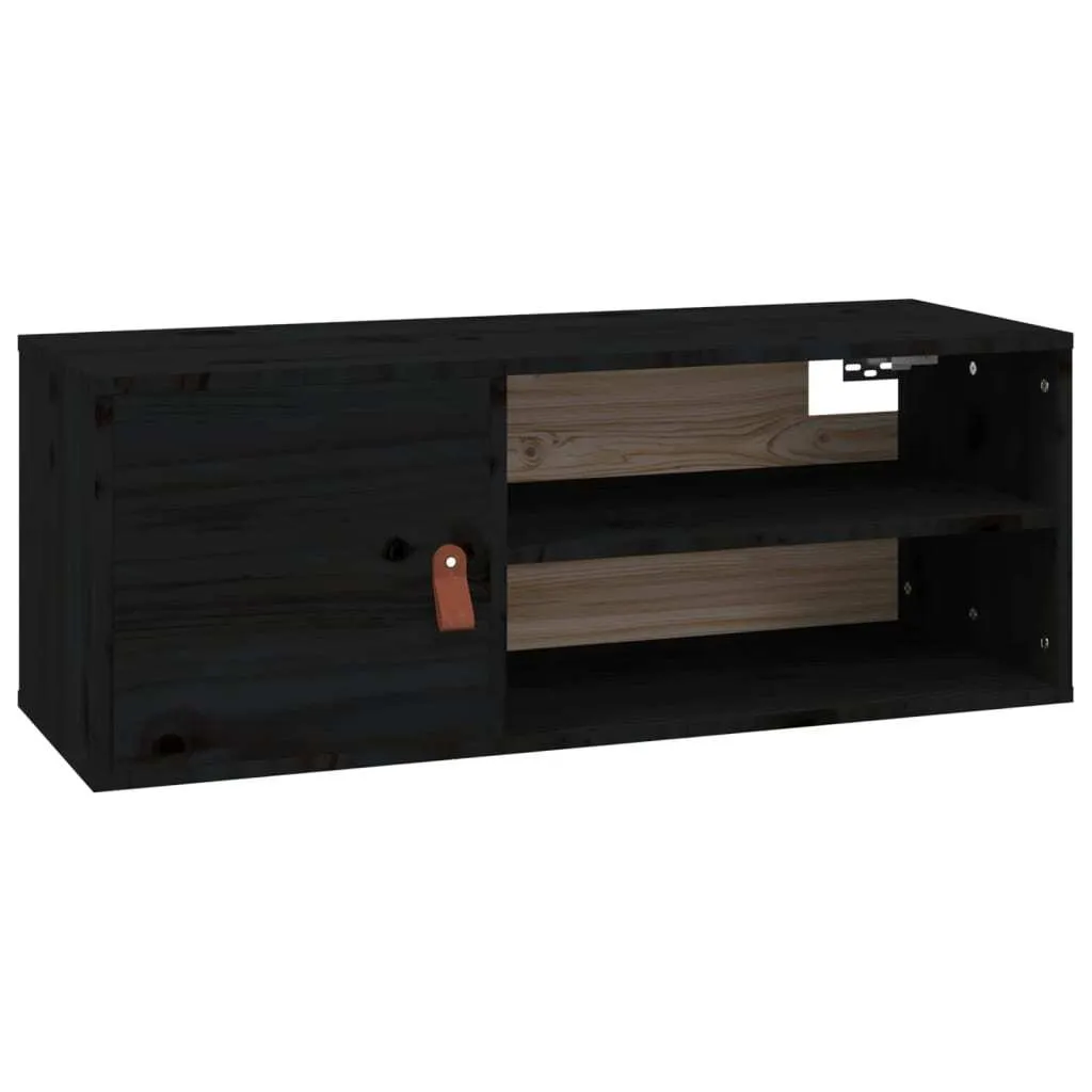 vidaXL Armadio a muro nero 80x30x30 cm in legno di pino massiccio