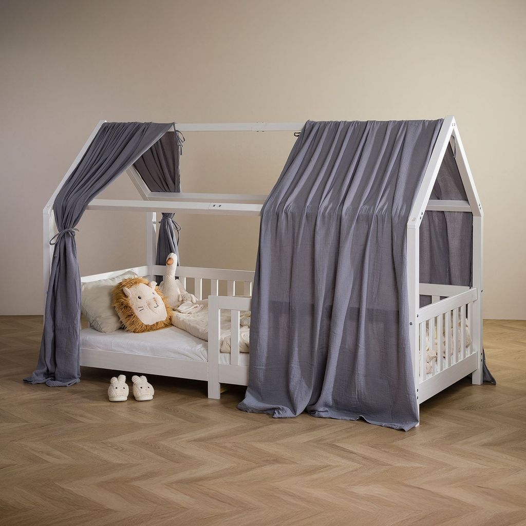 Hausbett Himmel NENA im 2er Set in grau - Betthimmel aus Produktbild 