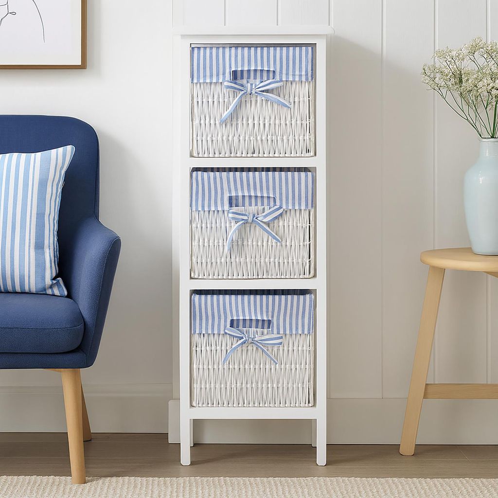 Praktisches Regal aus Paulowniaholz mit 3 Körben vielseitige Aufbewahrungslösung