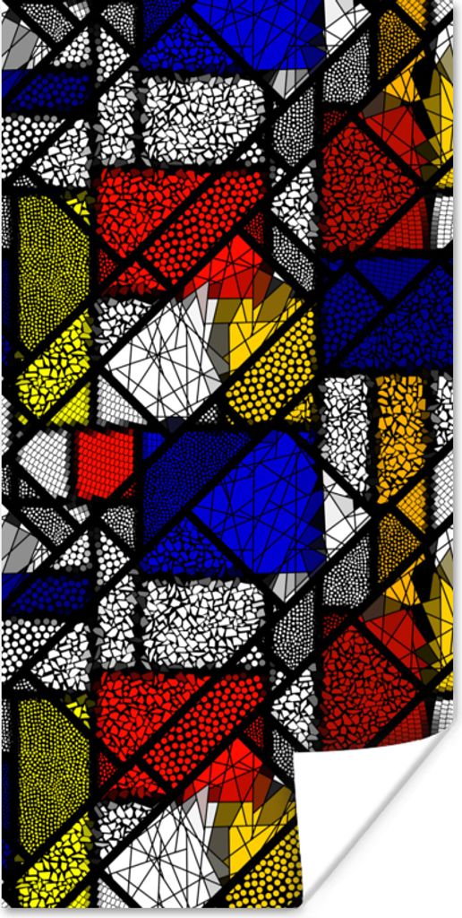MuchoWow Poster Mondrian - Glasmalerei - Alte Meister - Kunstwerk - Abstrakt - Malerei 20x40 cm - Plakat - Foto