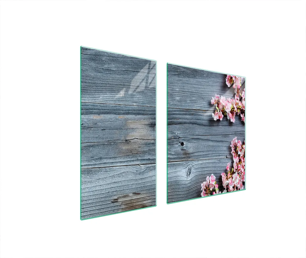 Piastre copri fornelli 2 pezzi 90x52 Copri piano cottura in ceramica tagliere in vetro legno fiore di ciliegio