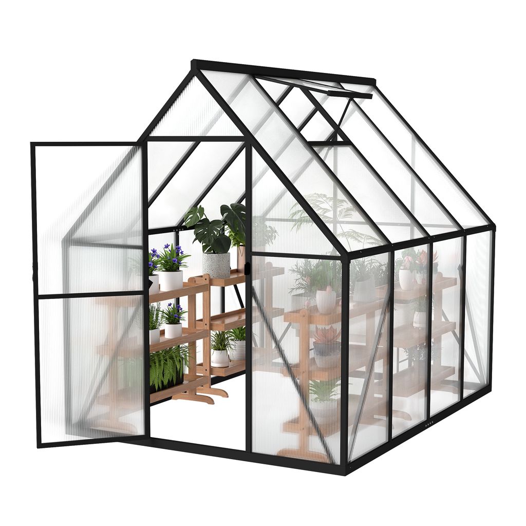 JOIEYOU 230x180x195cm Gartengewächshäuser Winterfest Gewächshaus Set aus Aluminium Rahmen & 4mm Dicke PC-Platten, Stabile Tomatenhaus mit Oberli...