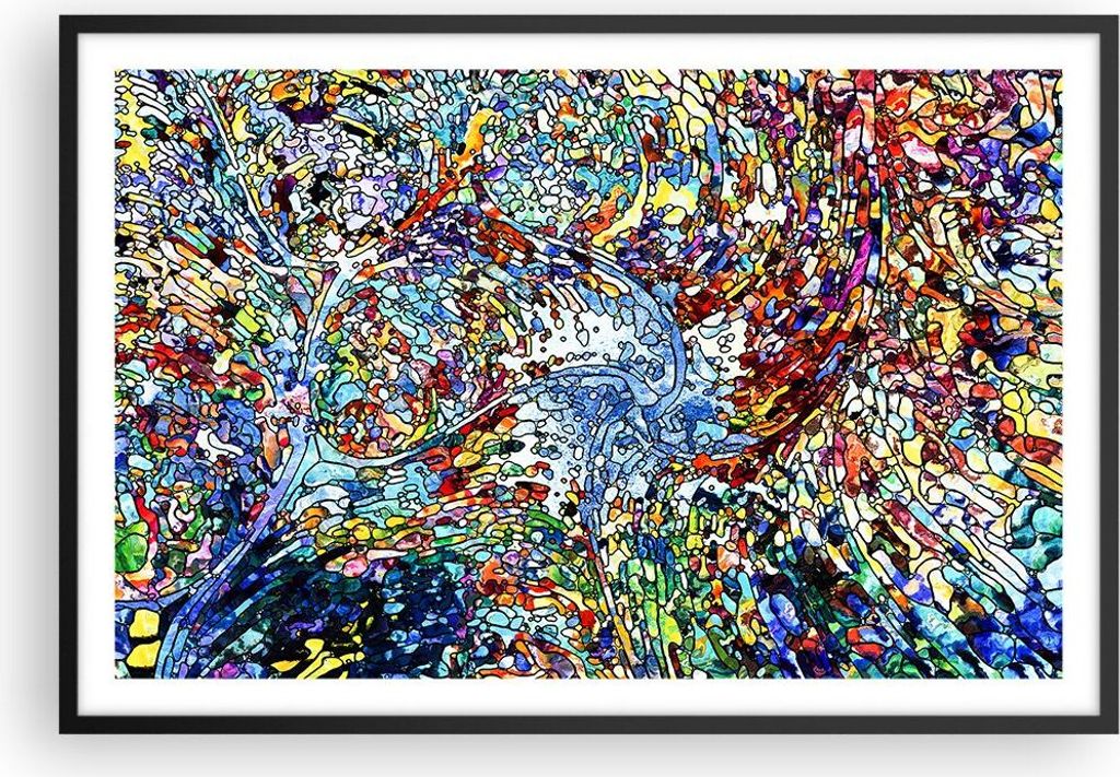 Gerahmtes Poster - Schwarzer Rahmen - Abstraktion modern - 91,5x61 cm - Wand Bild - Wanddeko - Wandbilder - Kunstposter - Wandposter - Bilderrahmen...