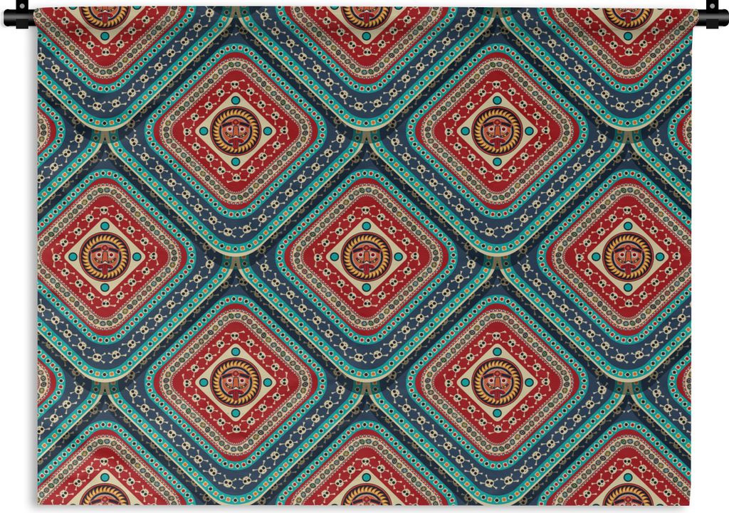 MuchoWow Wandteppich Wandbehang Azteken - Muster - Totenkopf 150x112.50 cm Tapisserie Dekoration Wandtuch - Wanddecke - Wandteppiche