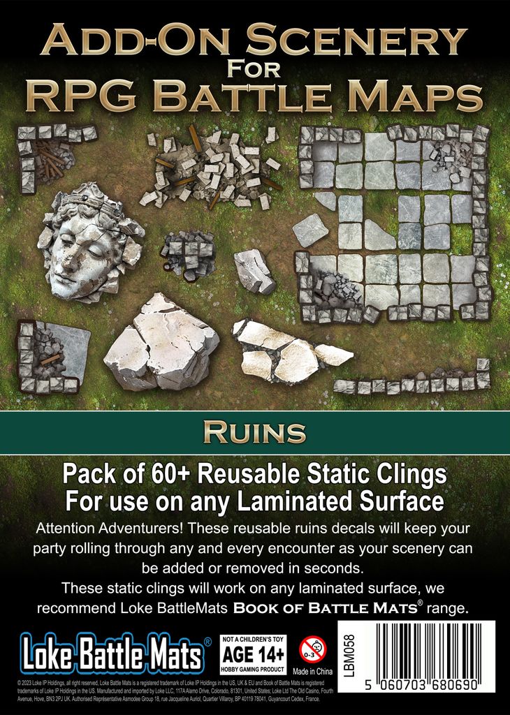 Loke Battlemats Add On Scenery for RPG Maps Ruins - Tabletop-Rollenspiel-Zubehör - ENG Edition