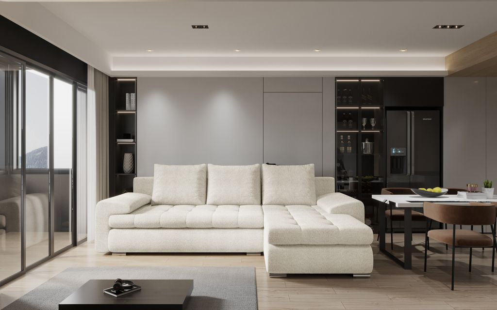 Kaiser Möbel Elegantes und modernes Ecksofa TOMI Abriamo Ecru Rechts
