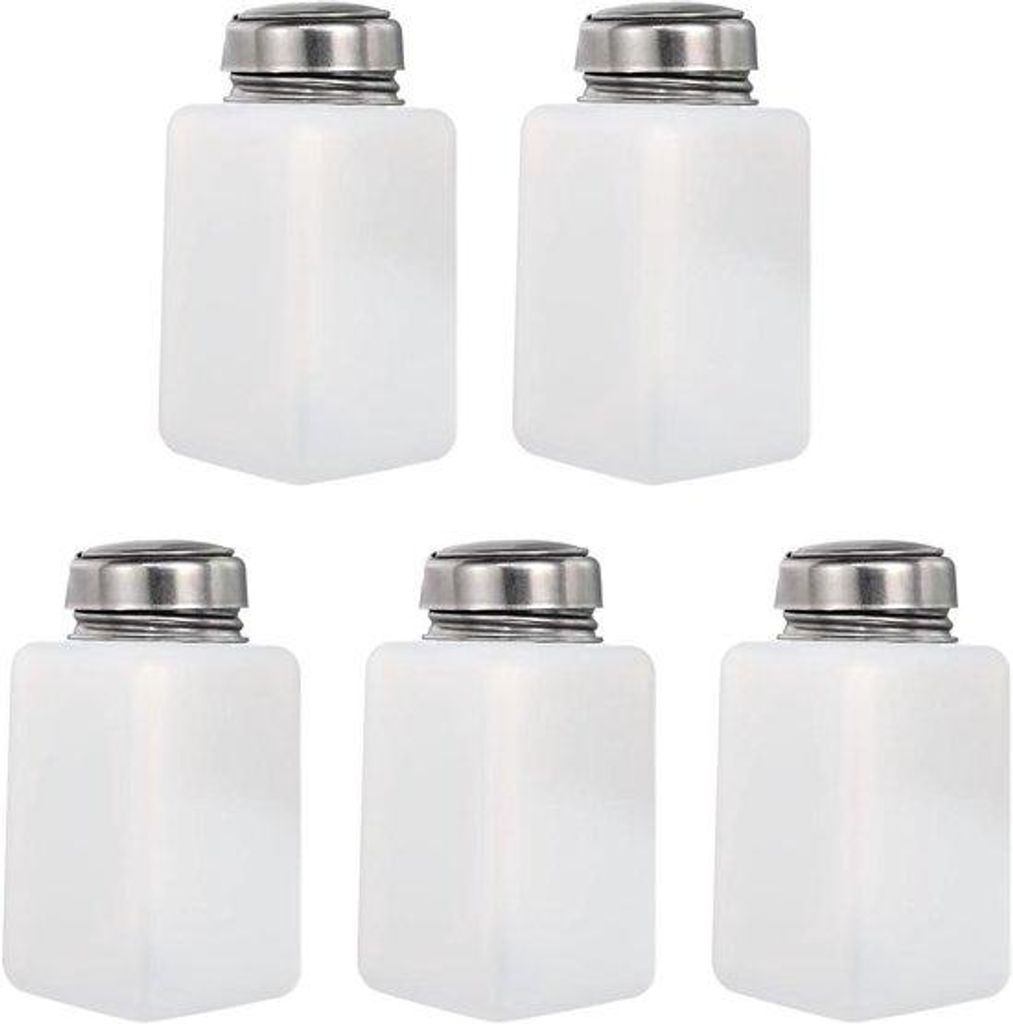 Alkohol-Set mit 5 Stücken, 180 ml, Druckpumpe, weiß - Fass mit Dichtung - Ideal für Haus, Küche oder Friseur