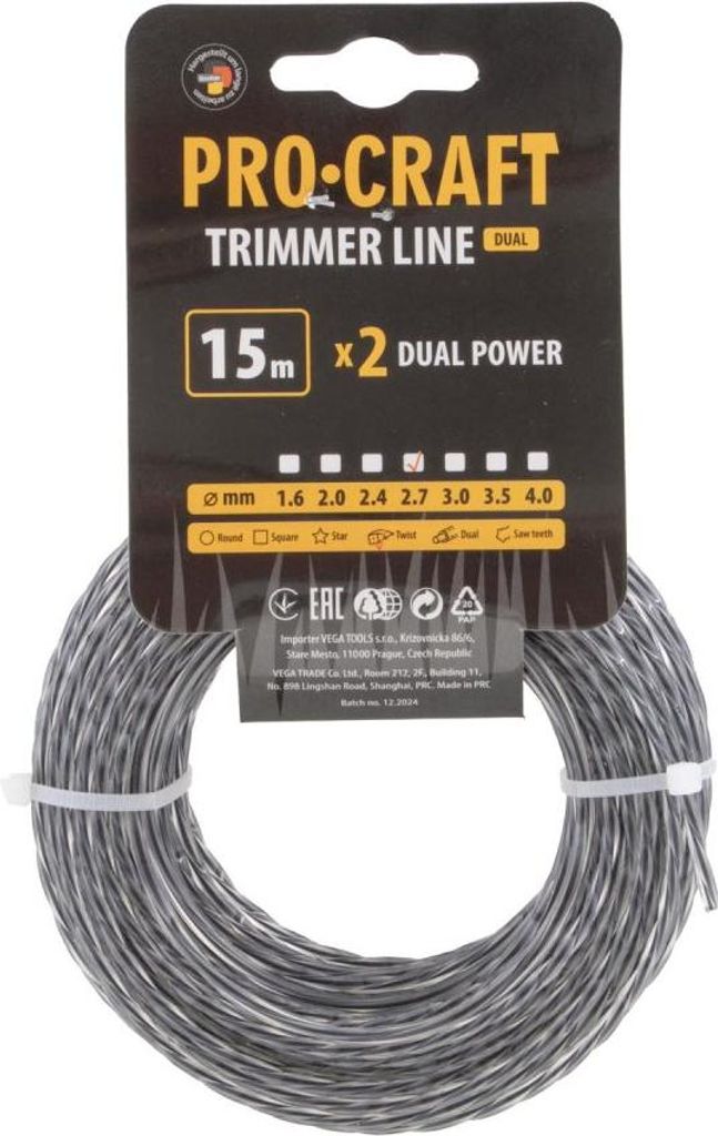 Procraft SP/J-2.7/15 Fil de coupe renforcé 2,7mm Spirale de Image du produit 