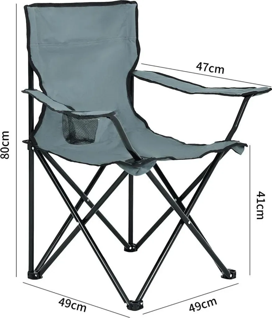 Chaise de camping ZARUN pliante et compacte - Modèle gris haute qualité - 11