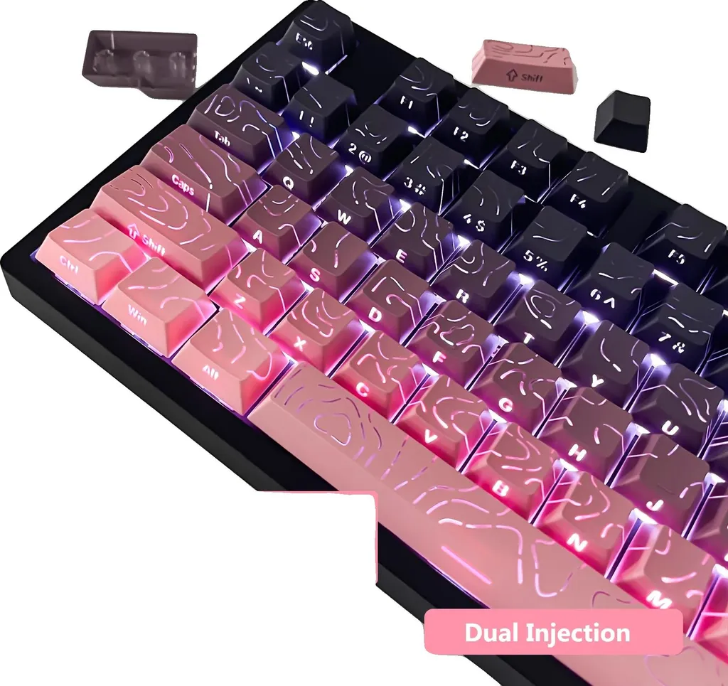 Set de Keycaps PBT Cerise Profil OEM Double Injection pour Clavier Gamer