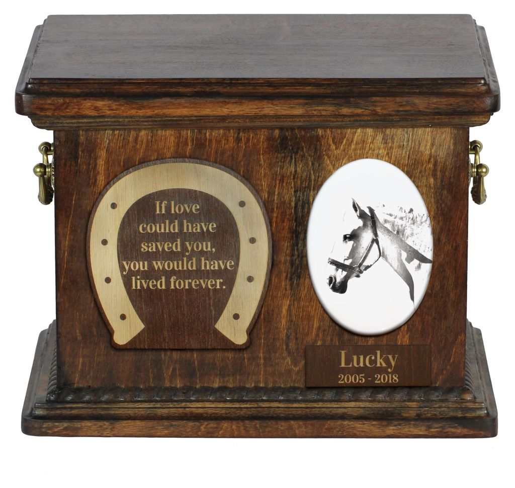 Spanischer Normanne - Eine Urne für die Asche eines Pferdes, eine Urne für ein Pferd mit Foto, personalisierte Tierasche-Box von Art-Dog.