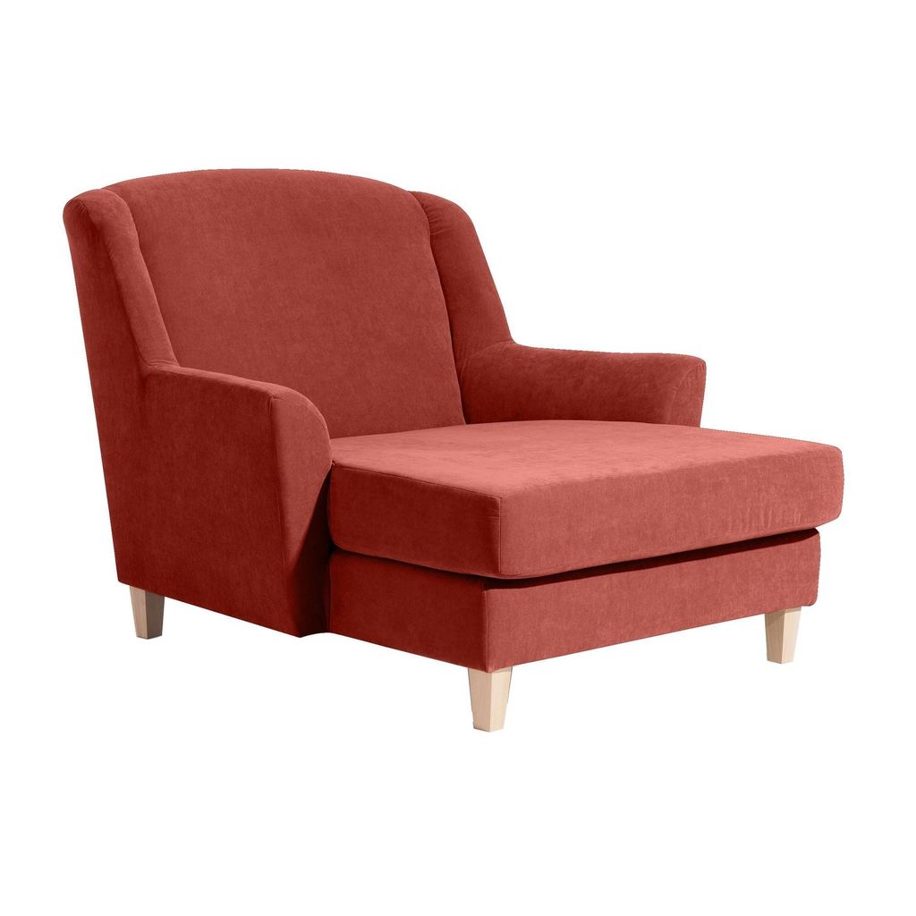 XXL Sessel Karil Bezug Veloursstoff Buche natur / terracotta 21894