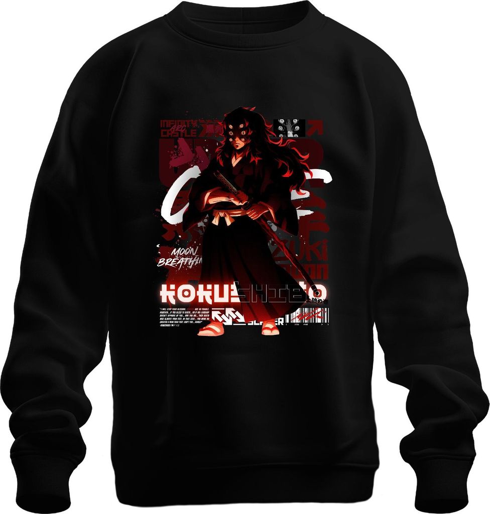 Kokushibo Moon Breathing Samurai Dämon Manga Geschenk Grunge Uni Sweatshirt Pullover, Schwarz, XXL