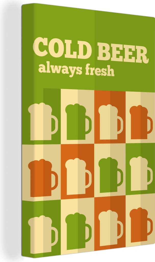 OneMillionCanvasses - Leinwandbilder - 90x140 cm, Bier - Gläser - Vintage - Kaltes Bier - Altes Werbeplakat, Wandbilder Kunstdruck Wanddekoratio...
