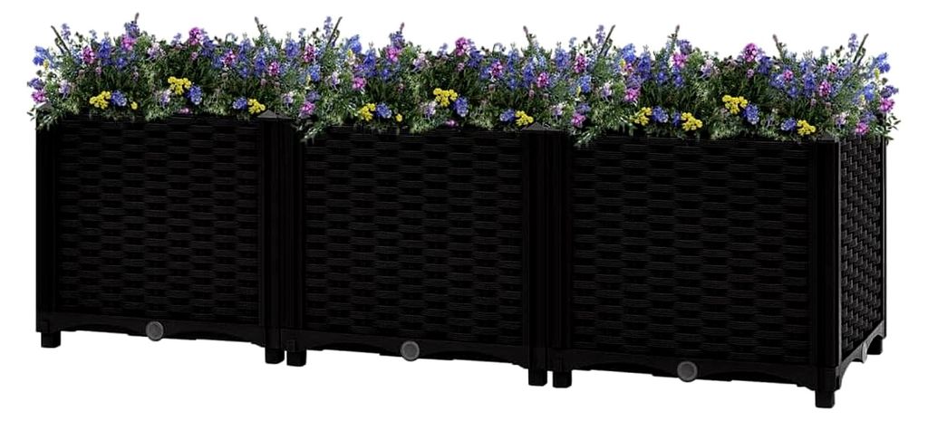 Hochbeet aus Polypropylen, 120x40x23 cm, für Garten, Balkon, Terrasse, für Gemüse, Kräuter, Blumen, Schwarz