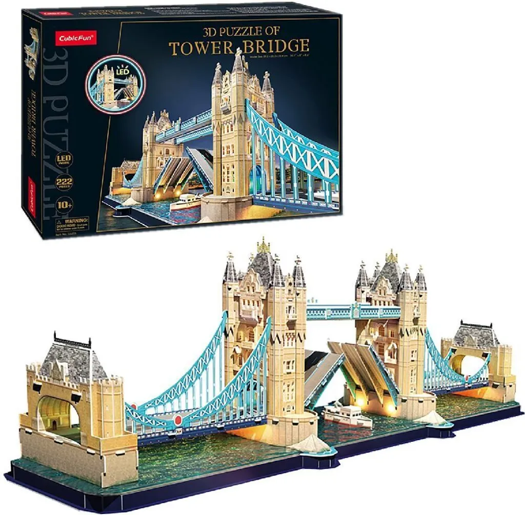 Tower Bridge Puzzle 3D LED sans Colle - Maquette Facile à Monter 222 Pièces