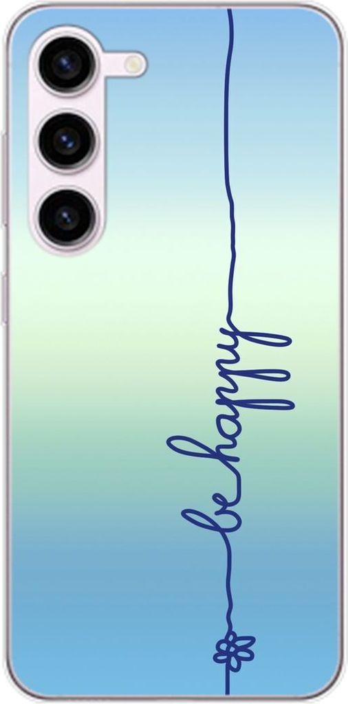König Design Hülle kompatibel mit Samsung Galaxy S23 Plus Kunststoff Soft Handyhülle - Handy Case Be Happy Blau