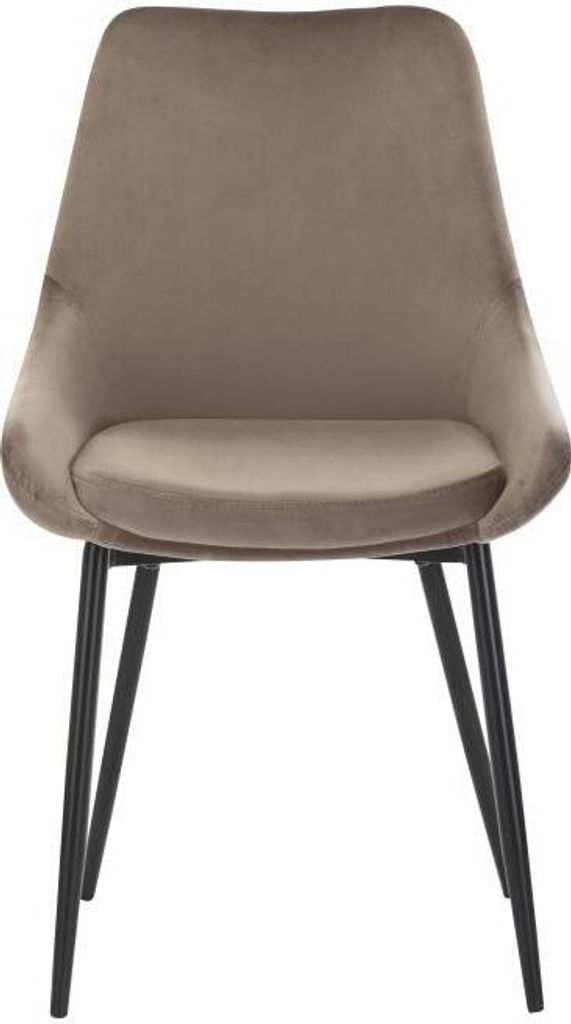 Stuhl 6er-Set - Samt & Schwarzes Metall - Taupe - MASURIE Produktbild 2