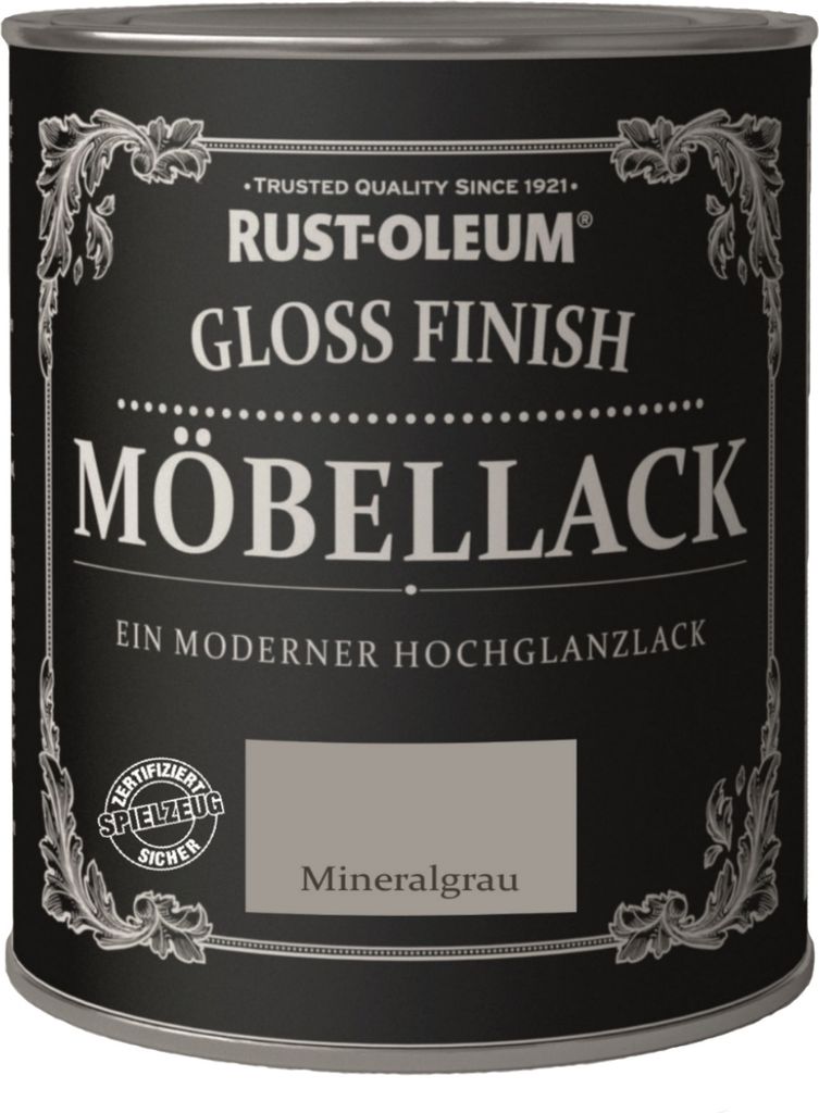 Rust-Oleum Gloss Finish Möbellack hochglanz versch. Farben 750ml, Farbton:Mineralgrau
