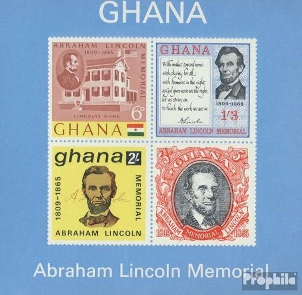 Briefmarken Ghana 1965 Mi Block18 (kompl.Ausg.) postfrisch Abraham Lincoln