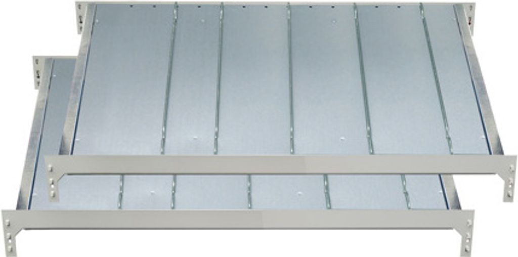 Zusatzebene für Schulte Doppel-Kanbanregal MULTIplus150 | BxT 100x80cm | Traglast 150kg | mit Trenn- und Seitenführungen | Verzinkt