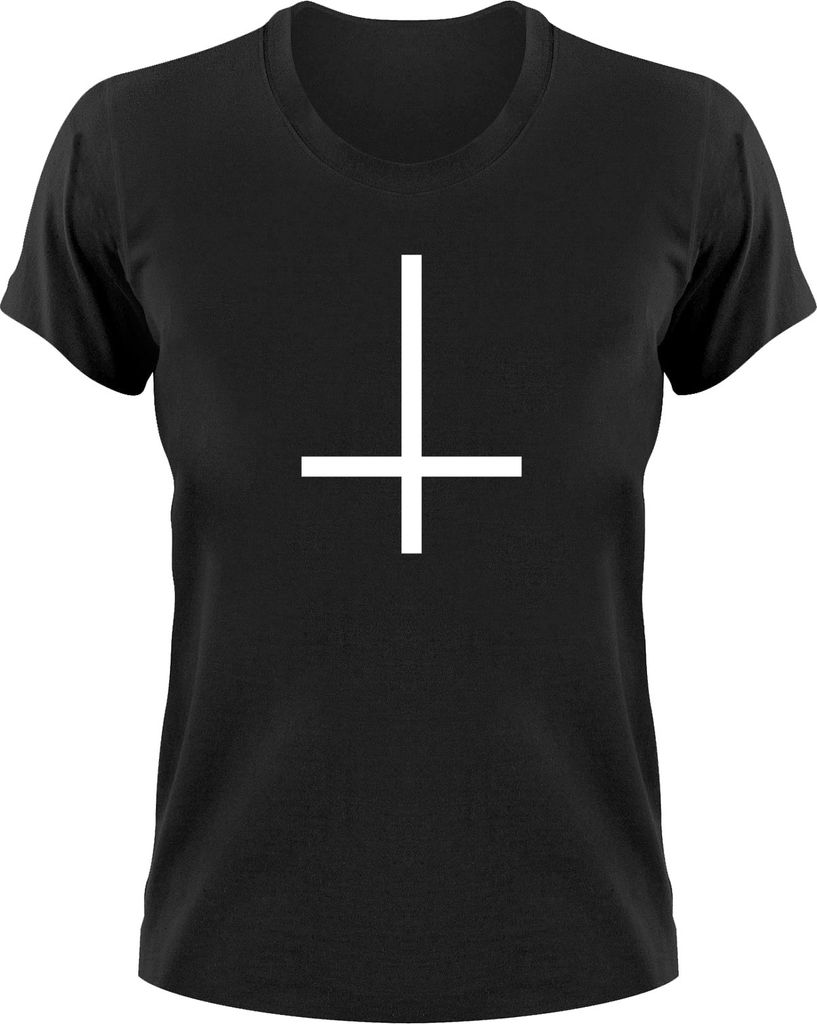 Styletex23 T-Shirt Inverted Cross Crucifix, 666, Damen schwarz, L
