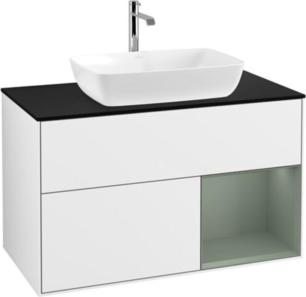 V&B Waschtischunterschrank Finion 100, Pl b m, Reg Oli. m Lac, glo wh. Lac