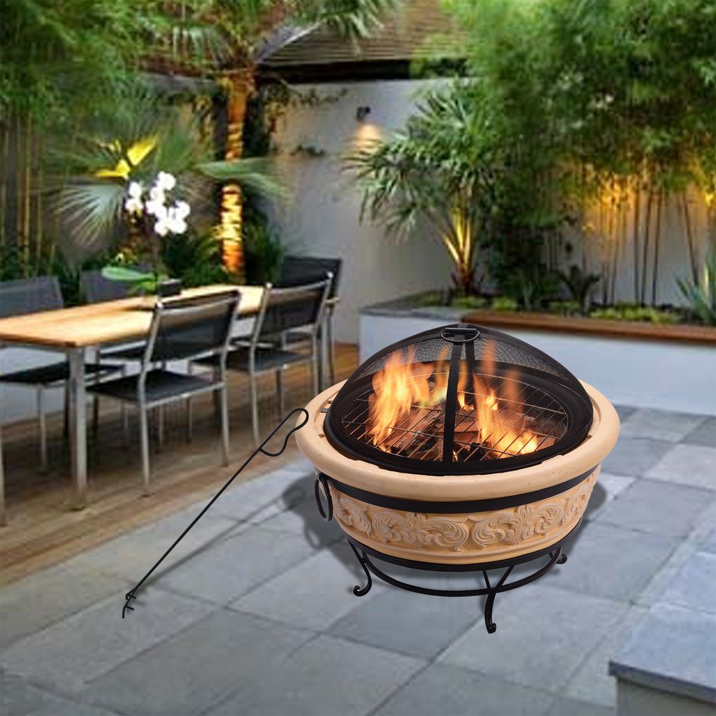 Feuerschale Feuerstelle Garten Terrasse Kamin Lagerfeuer aus Gusseisen 80 cm 