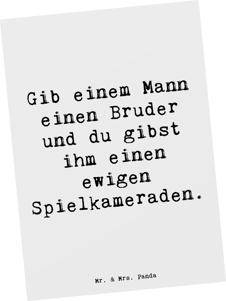 Mr. & Mrs. Panda Postkarte Spruch Bruder Spielkamerad - Weiß - Geschenk, Bindung, Grußkarte, Ansichtskarten, Großer, handgemacht, Abenteuer, Jub...