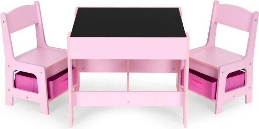 Detský nábytok set stôl + 2 stoličky tabuľa ružová ECOTOYS Obrázok produktu 