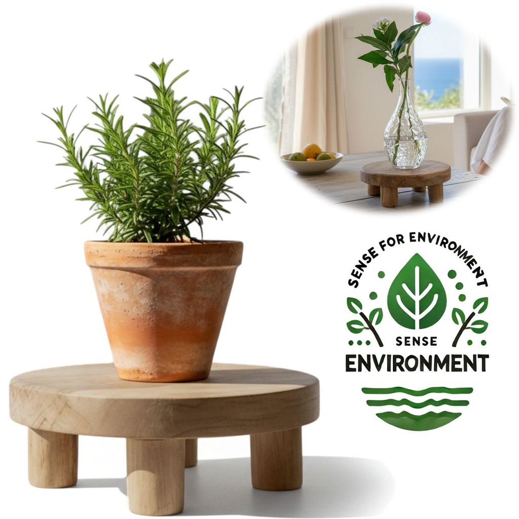 LS-LebenStil Pflanzenhocker Teak Holz 20x7cm Rund Mini Produktbild 